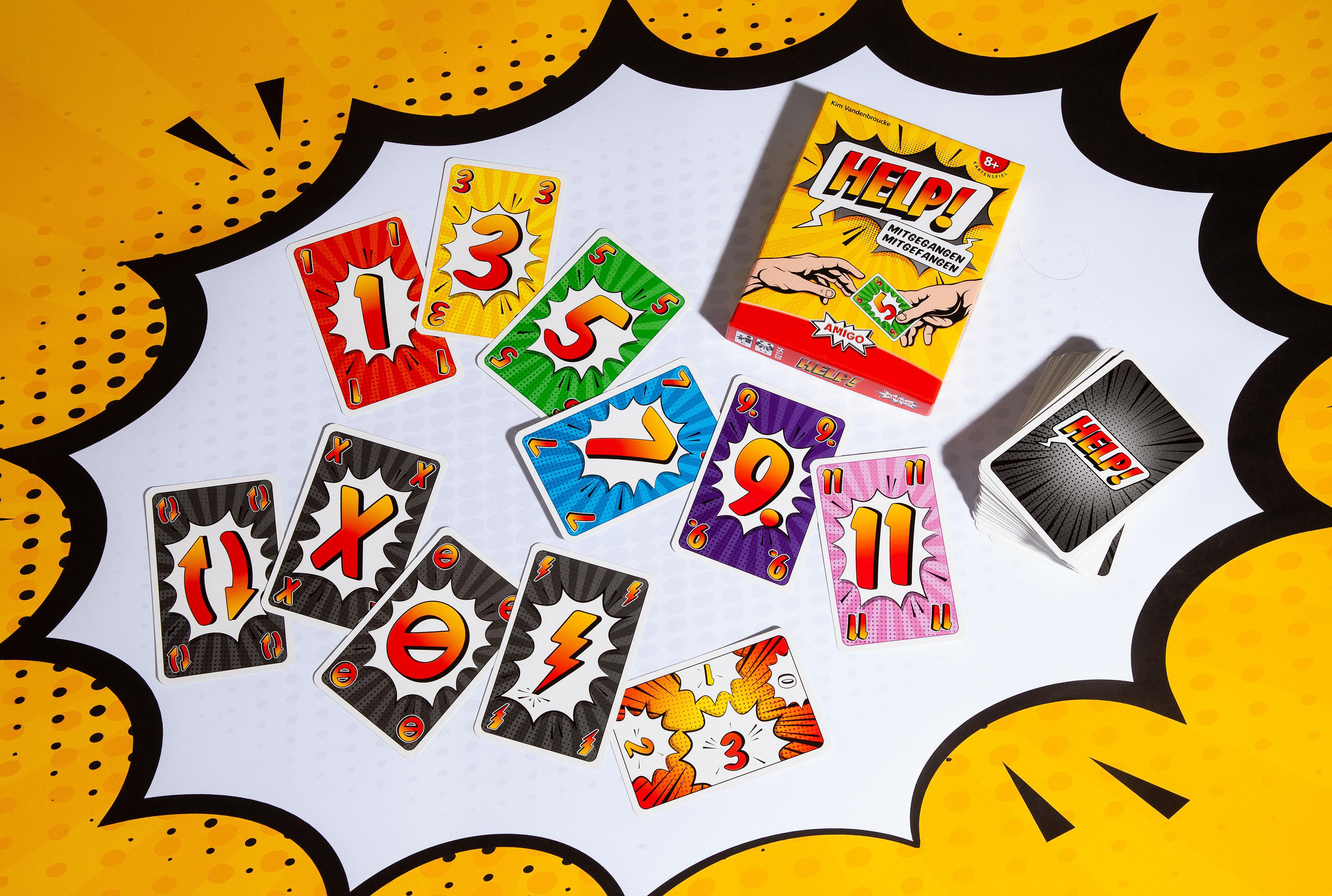 Karten mit Zahlen und Blitzen. Eine Spielbox befindet sich oben rechts.