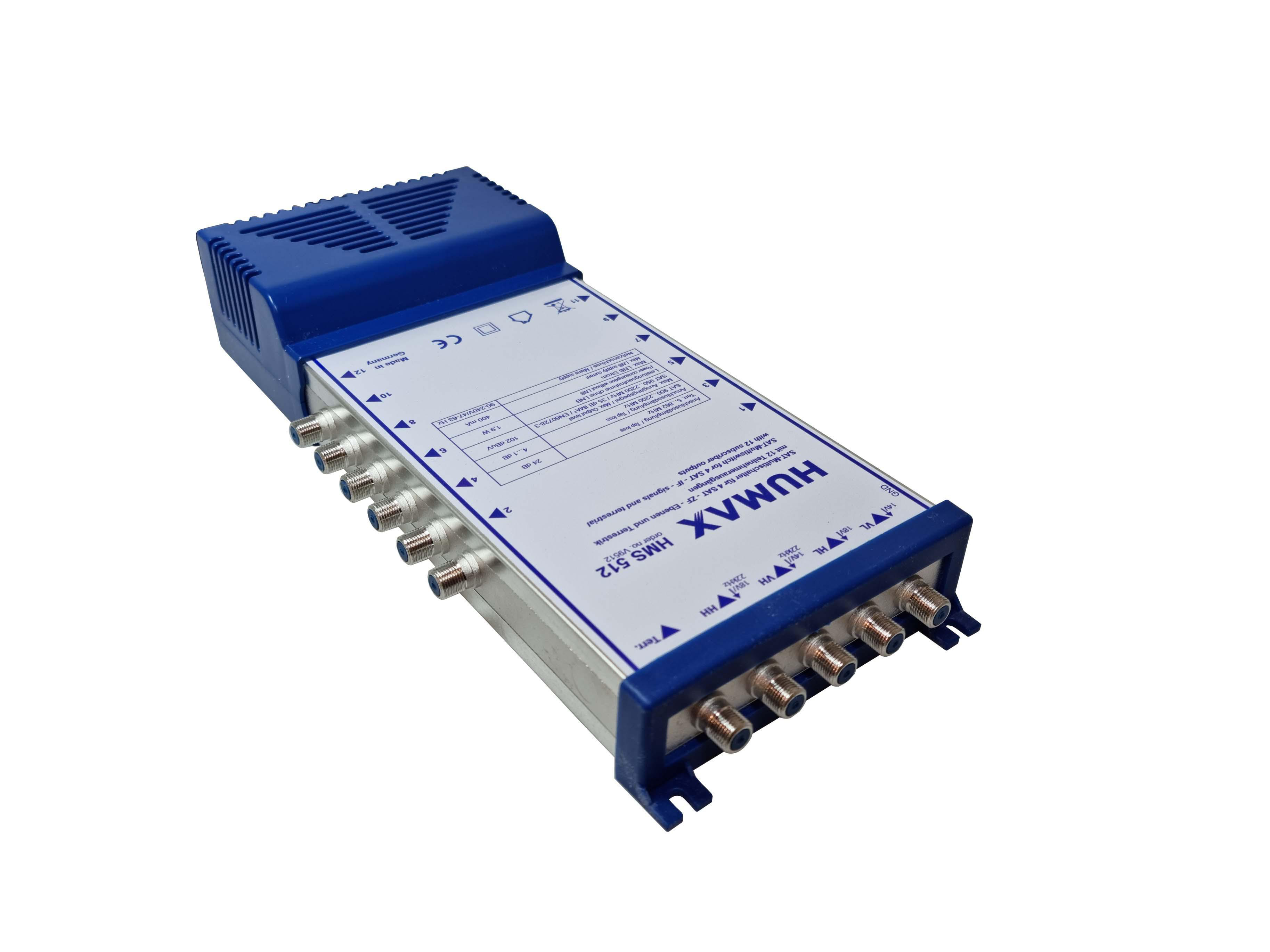 Humax HMS 512 Multi-Switch mit mehreren Ein-/Ausgangsanschlüssen.