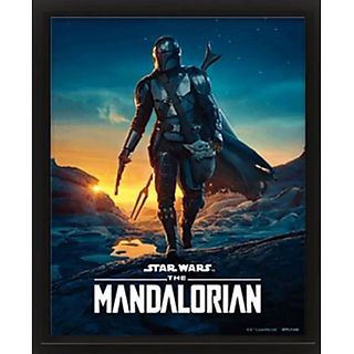 Póster - Sherwood Star Wars The Mandalorian Nightfall, 3D, Marco negro, Multicolor