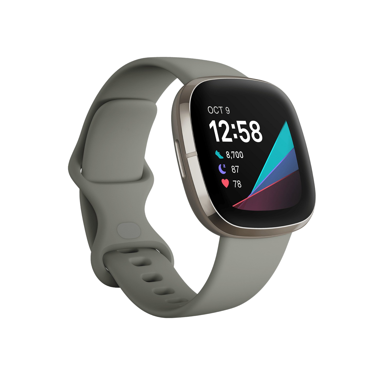 Reloj deportivo - Fitbit Sense, Gris Salvia, 1.58", 13.97 cm – 22 cm, Wi-Fi, SpO2, NFC, GPS, ATM 5, Android