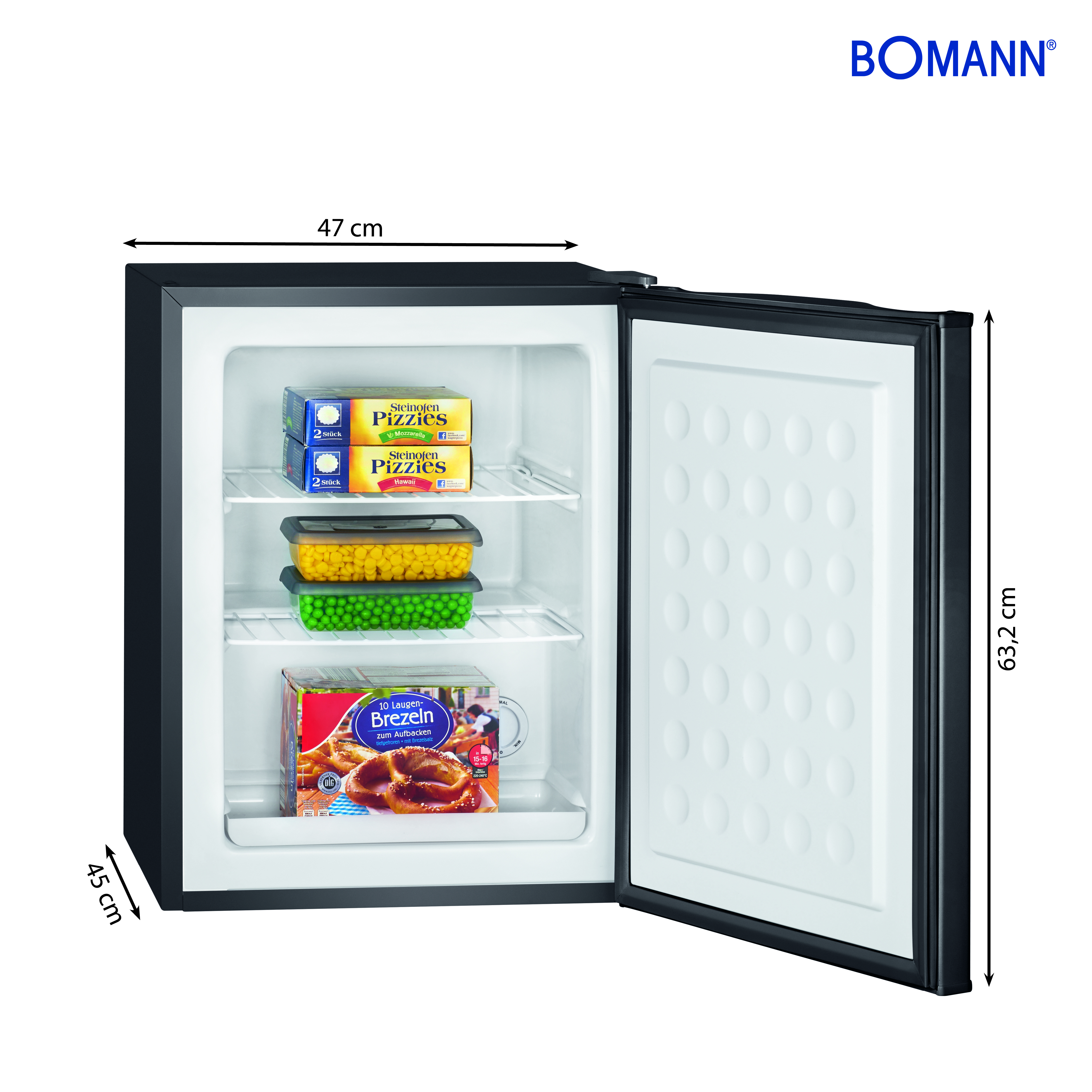BOMANN GB 7236 Gefrierbox (E, 632 mm hoch, Schwarz, 42 l)