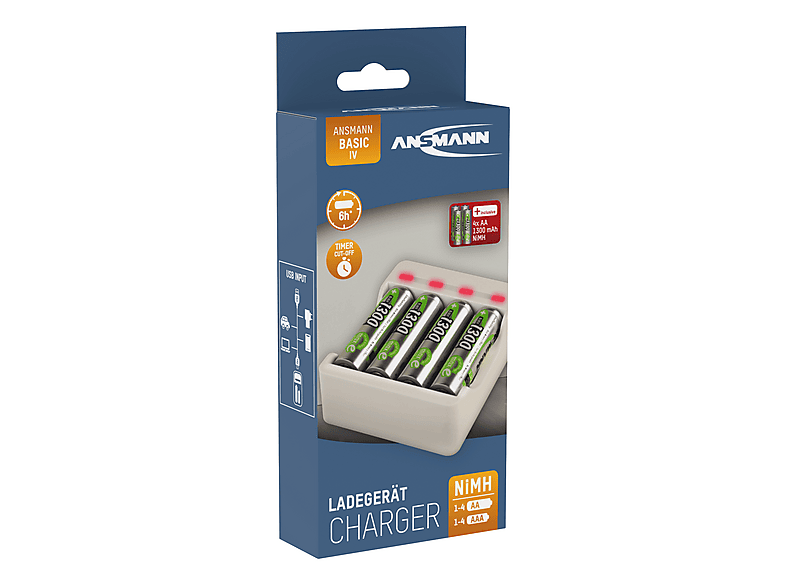 Ansmann Akku-Ladegerät Basic IV + 4× AA 1300mAh — Foto 2 von 4
