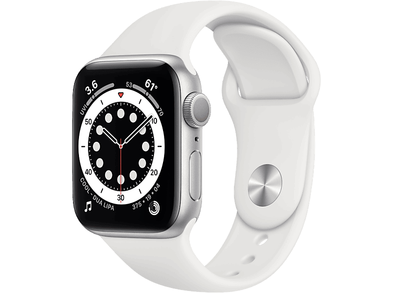 APPLE Watch Series 6 - Aluminium kast Zilver 40mm, Sportbandje Wit (MG283NF/A)