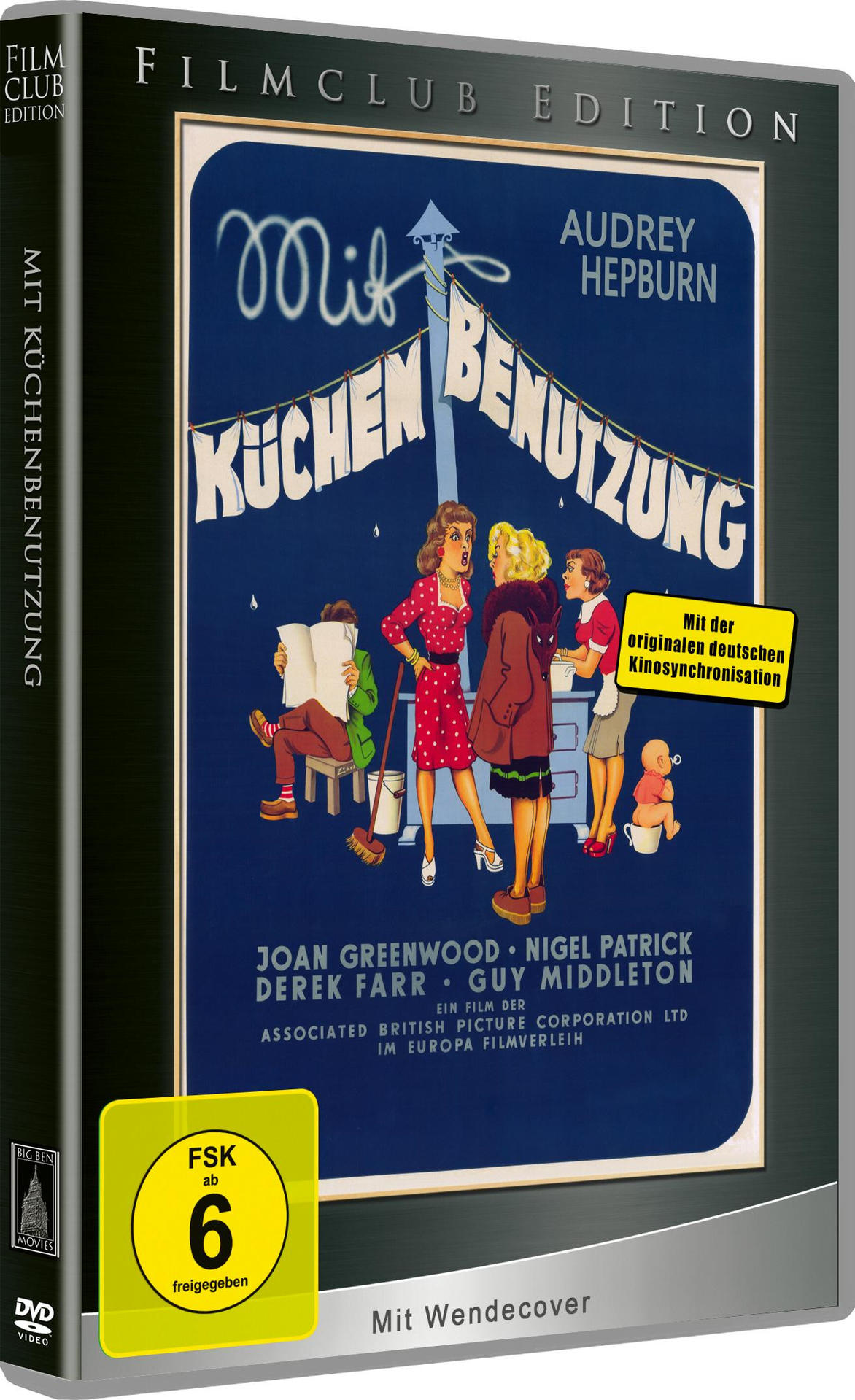 DVD-Hülle mit einem Vintage-Poster eines Films mit Frauen und einem Mann in einer Küchenumgebung.