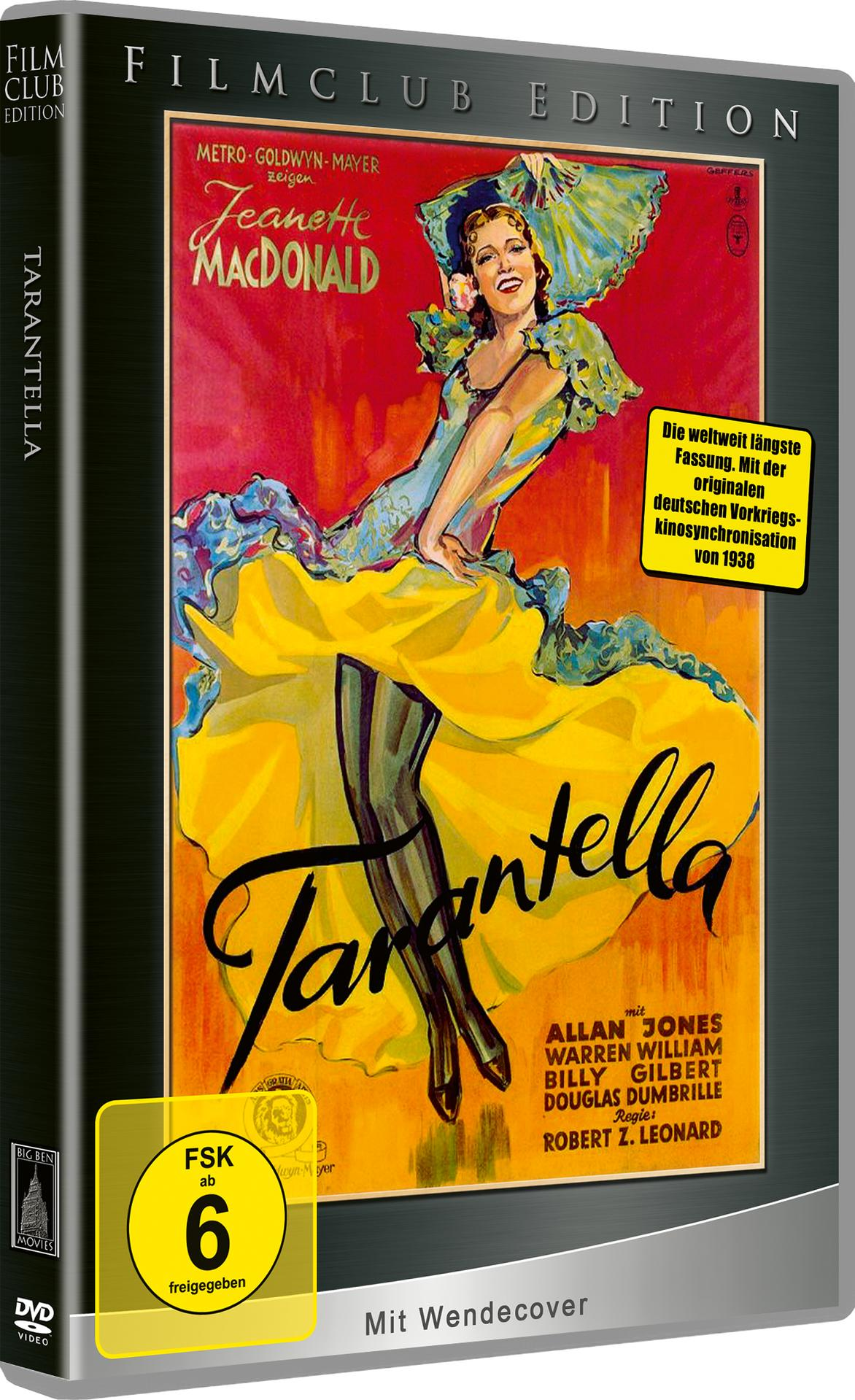 DVD-Cover für 'Tarantella' mit einer Frau in gelbem Kleid und Poster-Art.