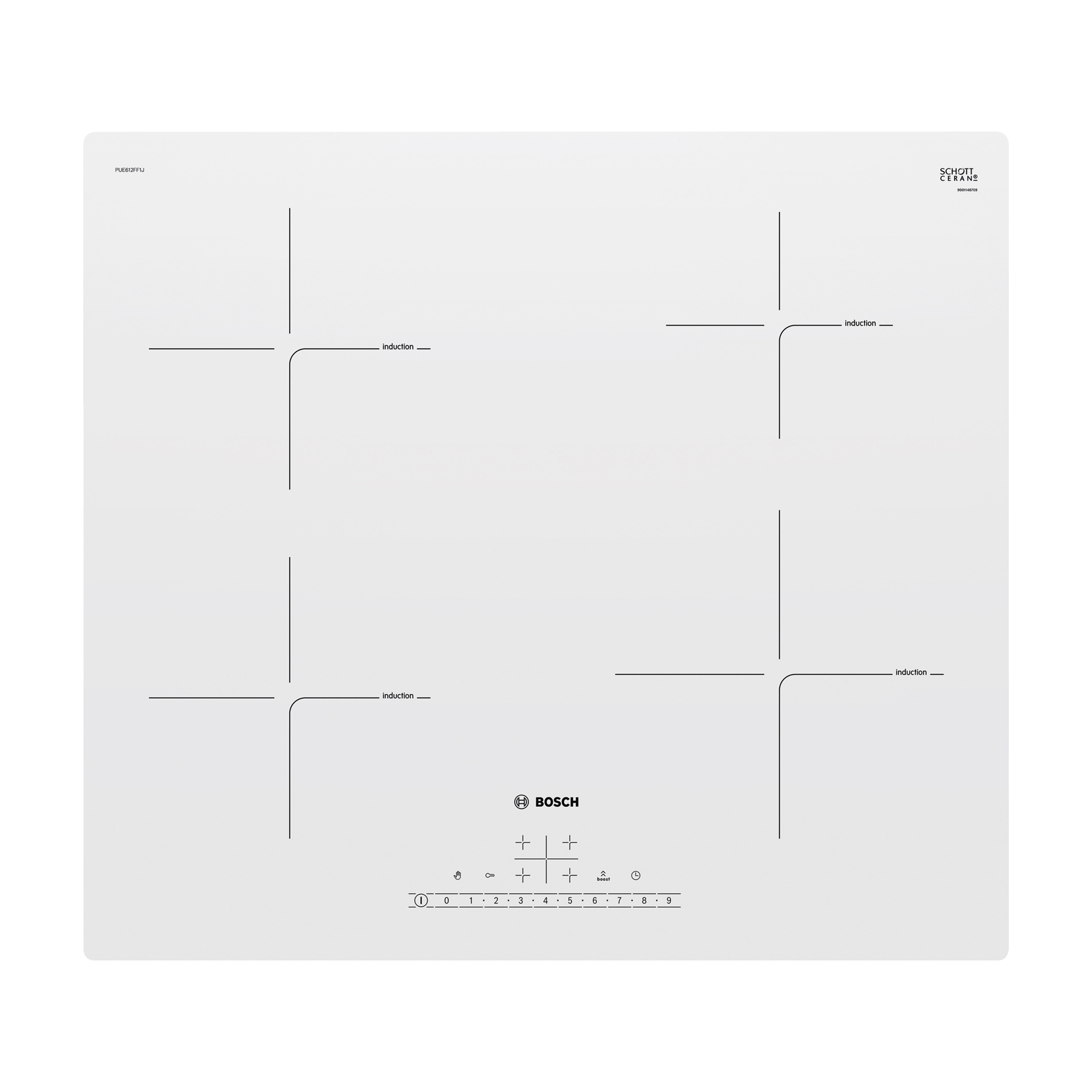 Piano Cottura A Induzione Bosch Pue612Ff1J, 4 zone cottura, 59,2 cm x 52,2