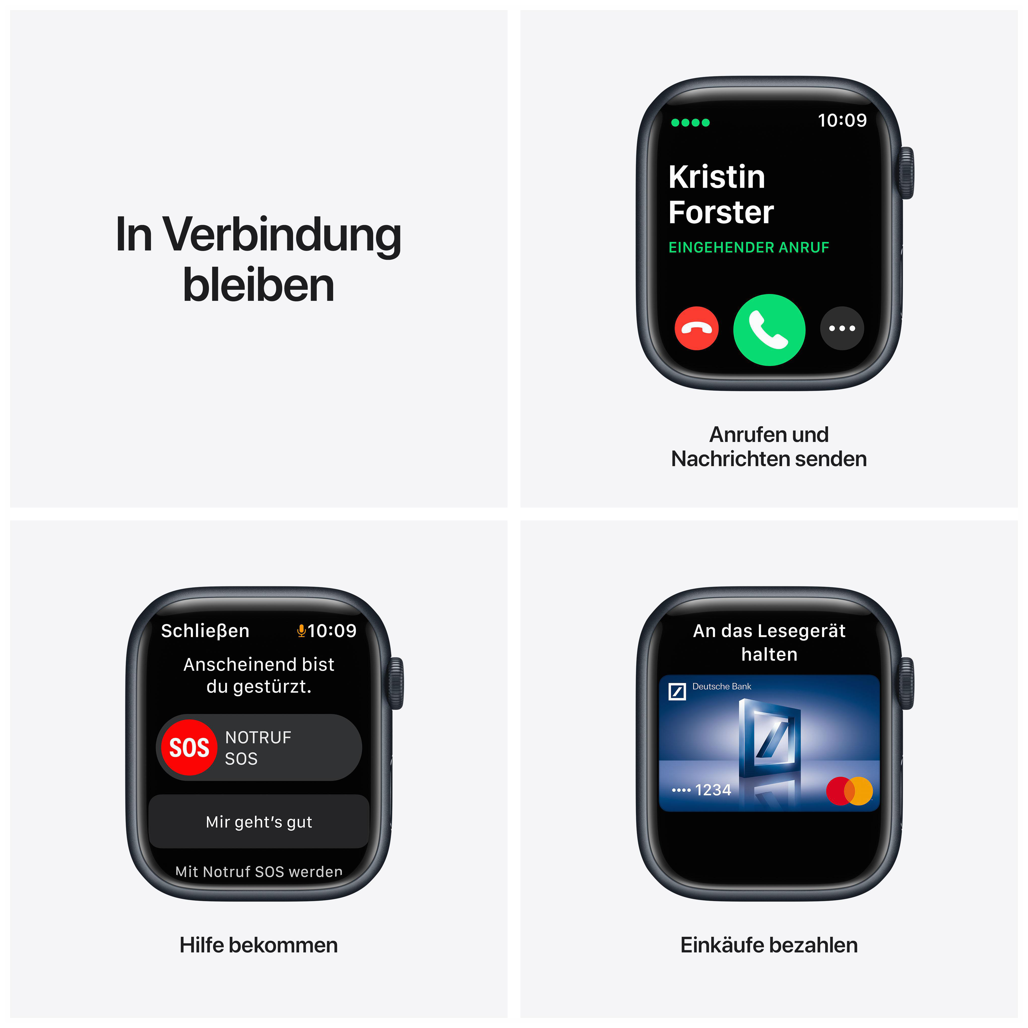 APPLE Watch Series 7 Nike (GPS) 45mm Smartwatch Fluorelastomer, 140 - 220 mm, Armband: Mitternacht, Gehäuse: Mitternacht