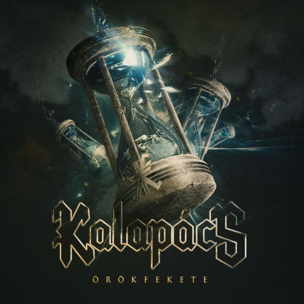 A 'Kalapács' album borítója homokórával, három homokórával, arany betűkkel.