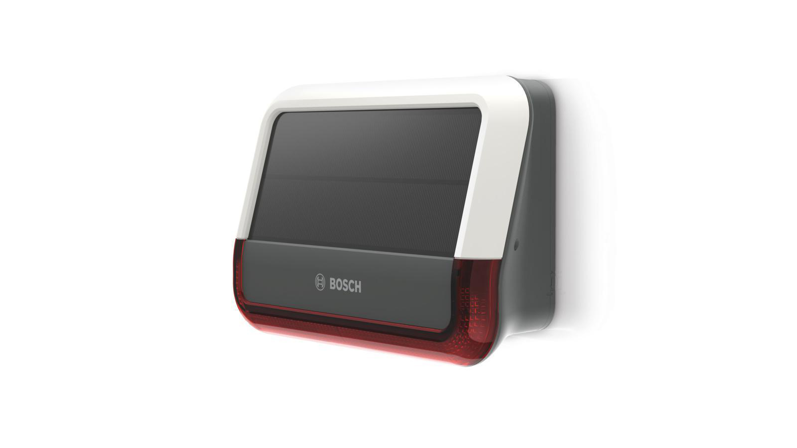 Ein Bosch Solarpanel-Gerät an einer weißen Wand montiert.