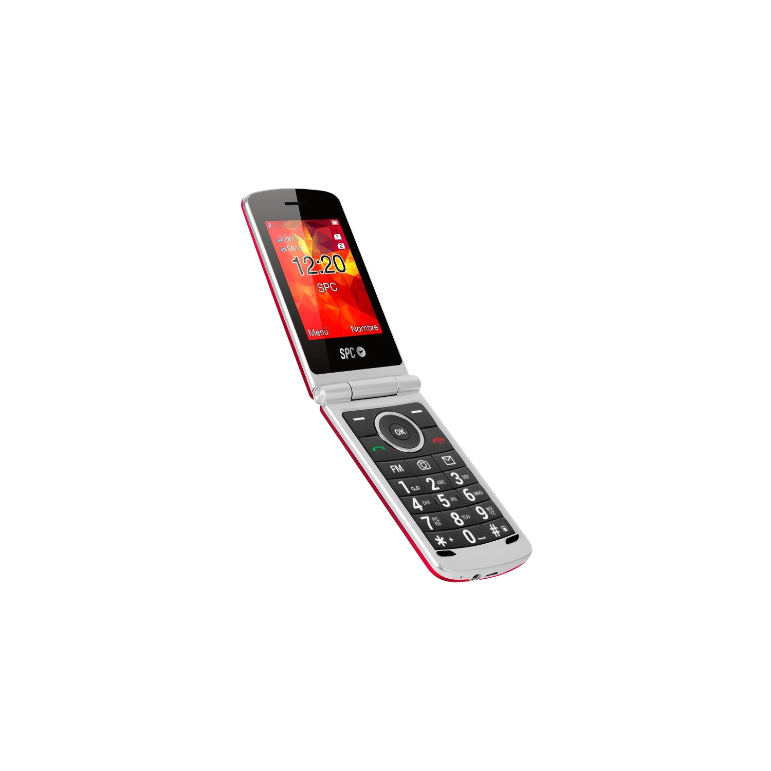 Móvil - SPC Opal, Para 500 contactos, Con tapa, Bluetooth, Cámara, Radio FM, Dual SIM, Rojo