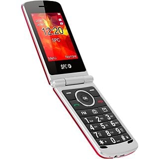 Móvil - SPC Opal, Para 500 contactos, Con tapa, Bluetooth, Cámara, Radio FM, Dual SIM, Rojo