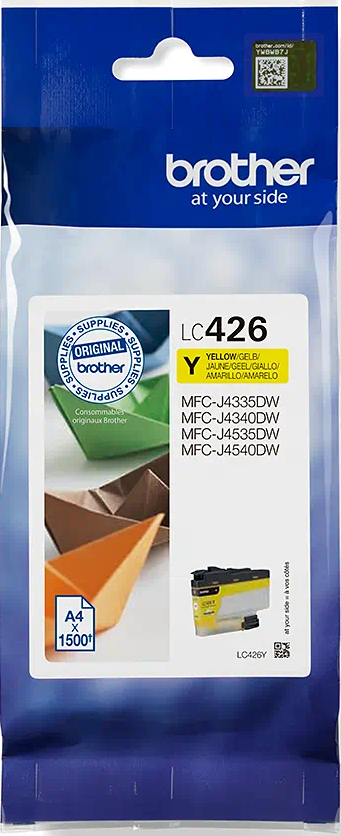 Un paquet de cartouches d'encre Brother LC426 avec de l'encre jaune.