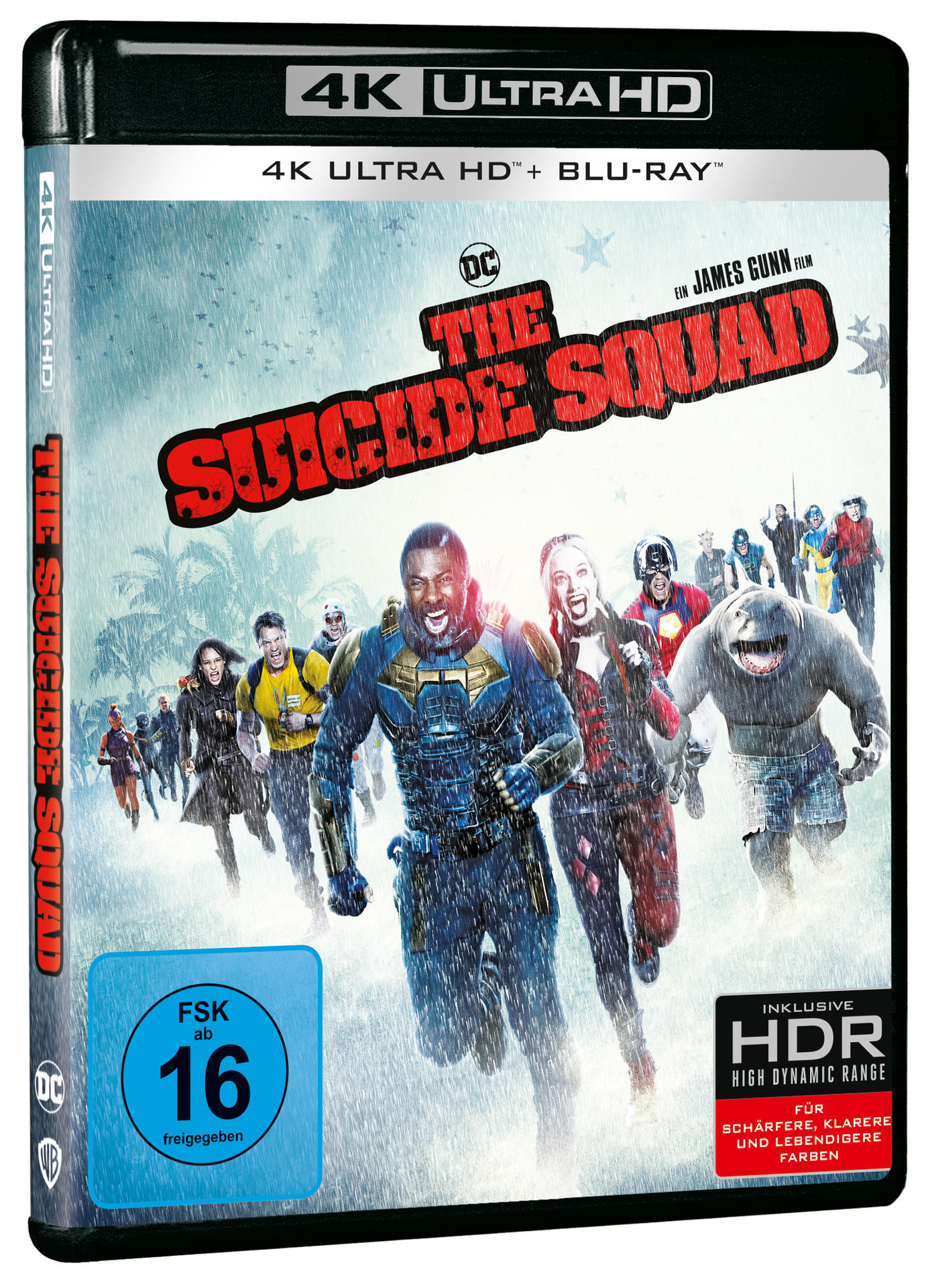 The Suicide Squad Blu-ray Cover, Charaktere in Aktion, Filmtitel.