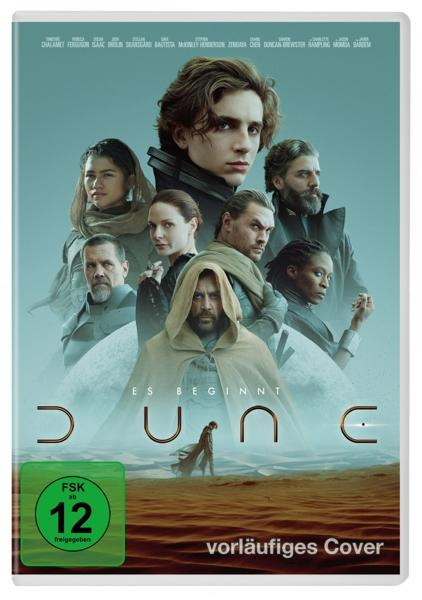 DVD-Hülle für den Film Dune, mit mehreren Schauspielern. Der Hintergrund ist eine Wüstenlandschaft.