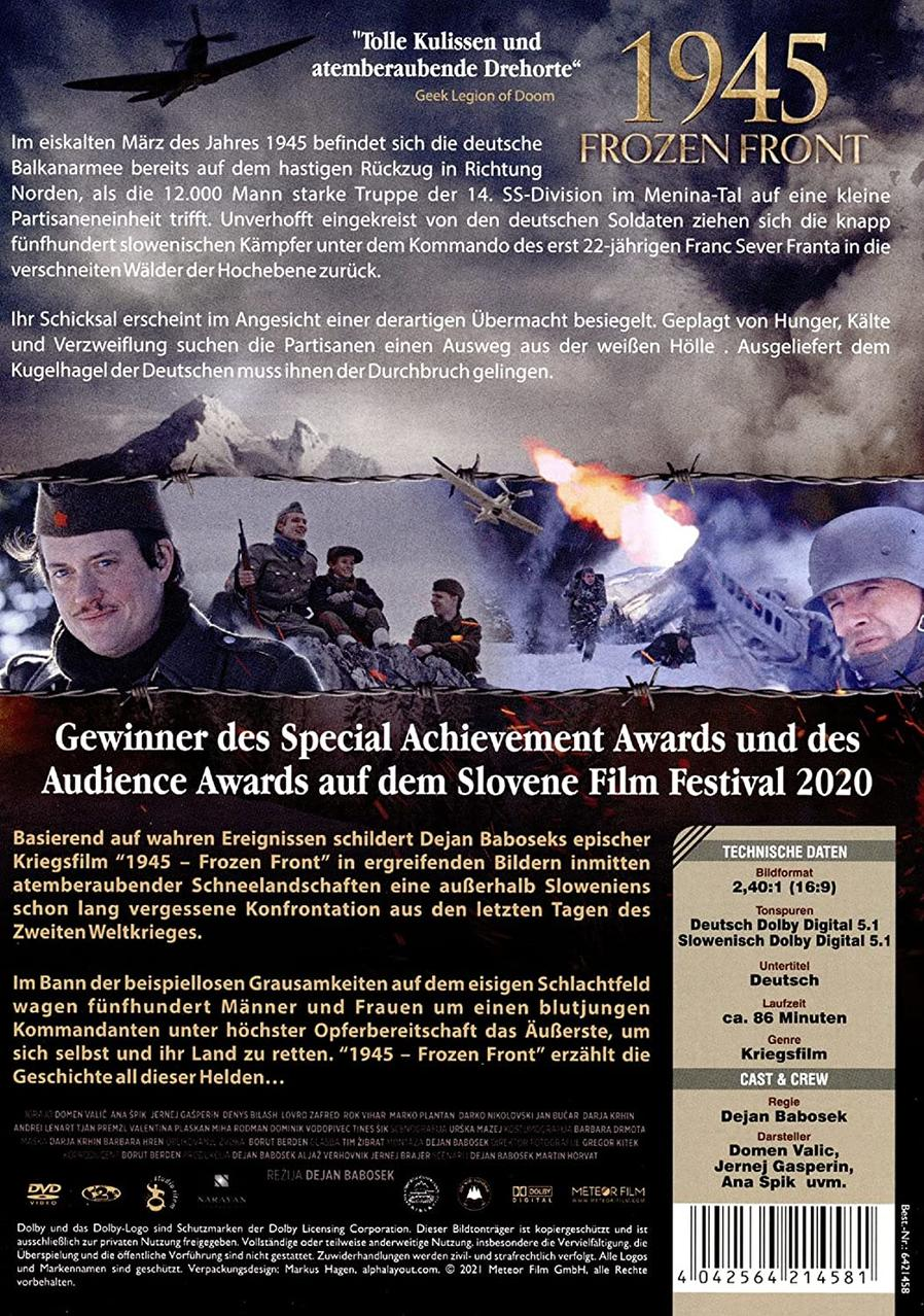 DVD-Cover des Films "1945 Frozen Front", eine Kriegsszene mit Soldaten.