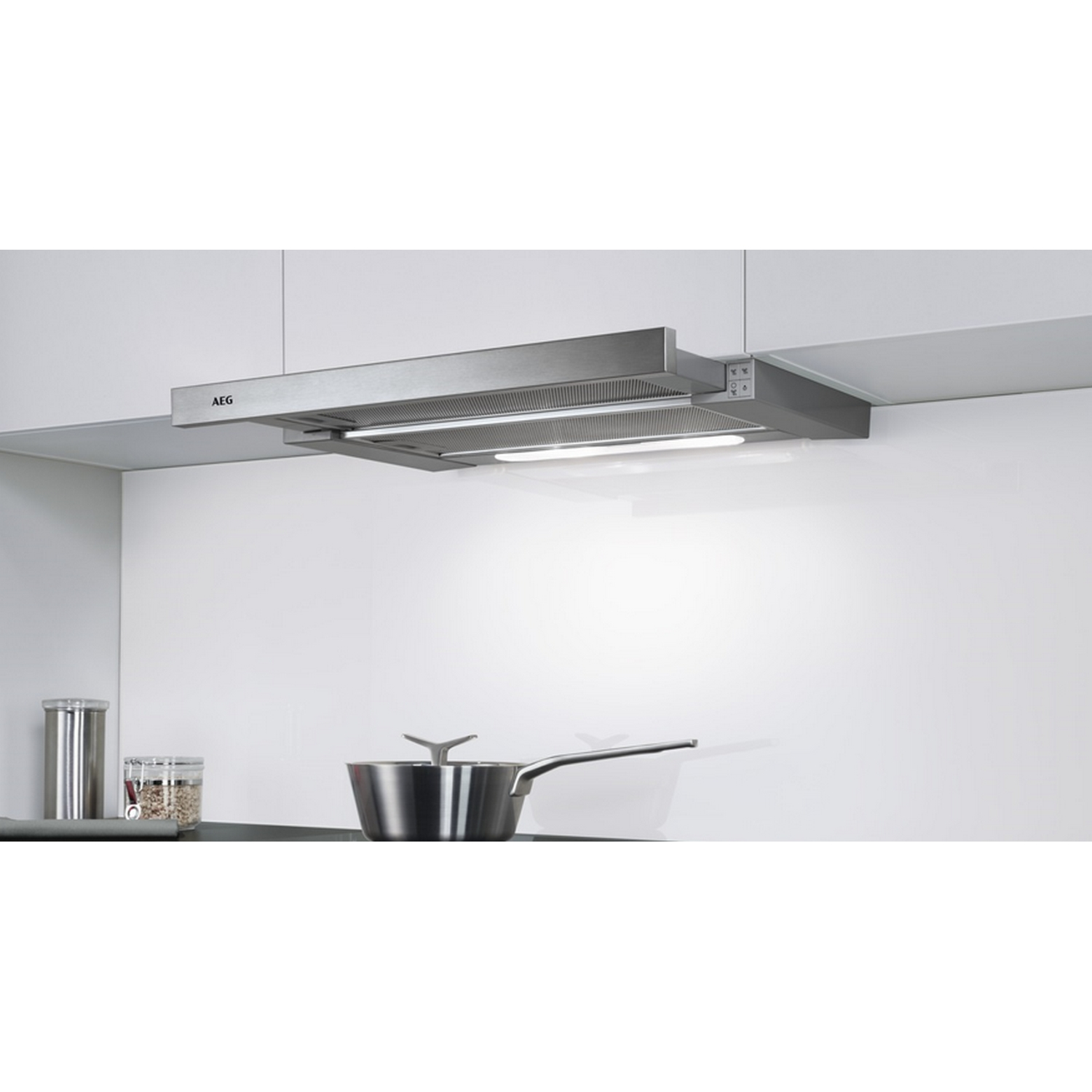Campana - AEG DPB5650M, Telescópica, 537m3/h, LED, Clase A, Inox