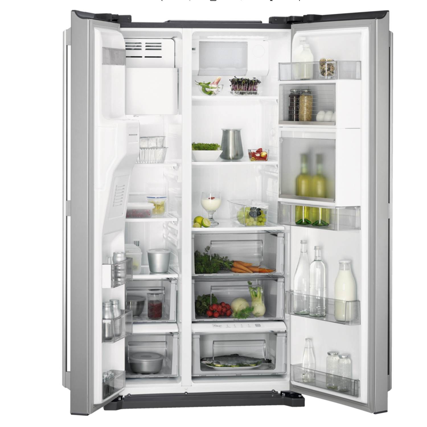 Frigorífico americano - AEG, RMB86111NX, Side by side, 527 l, 179 l, 348 l, Independiente, 44 dB,  Gris