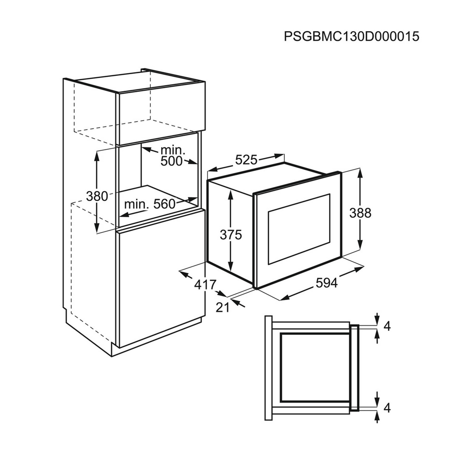 Microondas integrable - AEG MBE2657SEB, 900W, 26 l, 3 programas, Descongelación, Negro