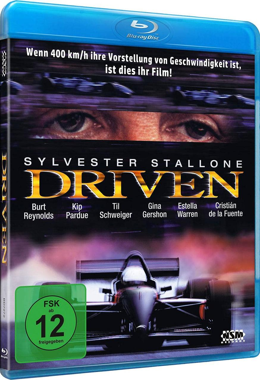Das DVD-Cover des Films Driven, mit Sylvester Stallone und Rennwagen.