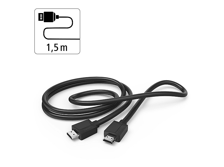 Hama HDMI Anschlusskabel HDMI-A Stecker, HDMI-A Stecker 1.50 m Schwarz 00205005 4K UHD HDMI-Kabel