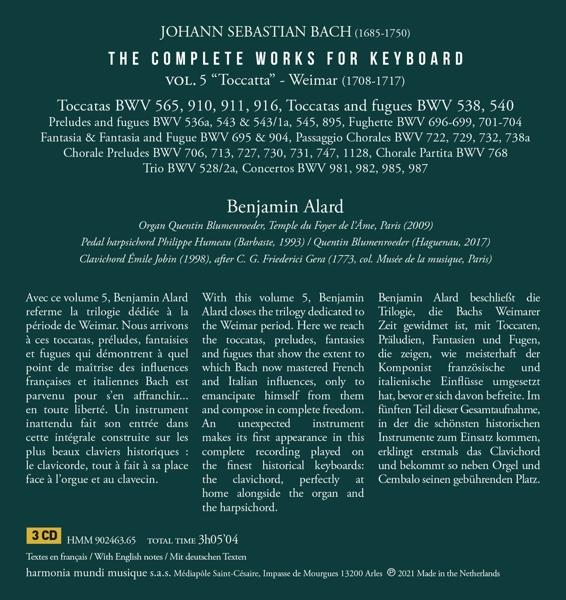 Benjamin Alard - The Complete Works for Keyboard V.5 (Weimar 1708-1717)  - (CD)