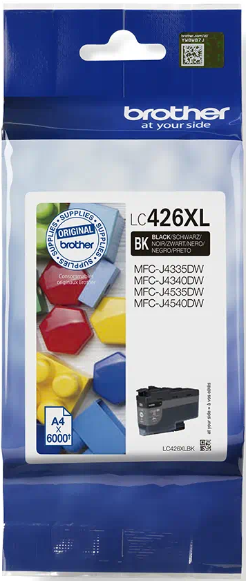 Eine Brother LC426XL Tintenpatronenverpackung mit Text und einem Druckerbild.