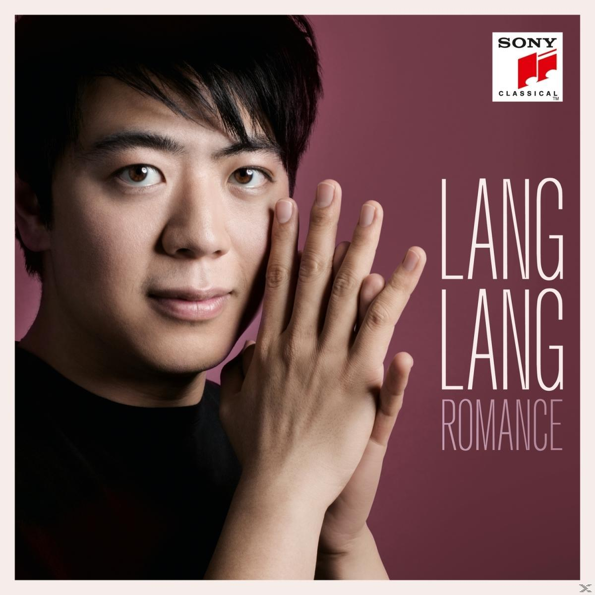 Albumcover für Lang Lang Romance, mit Lang Langs Gesicht und Händen, mit Text.