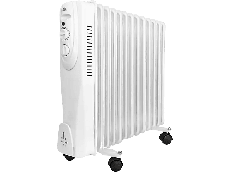 Radiador de aceite - ok. Oro 4413 ES, 2500 W, 3 niveles, 13 elementos, Termostato ajustable, Ruedas incorporadas, Blanco