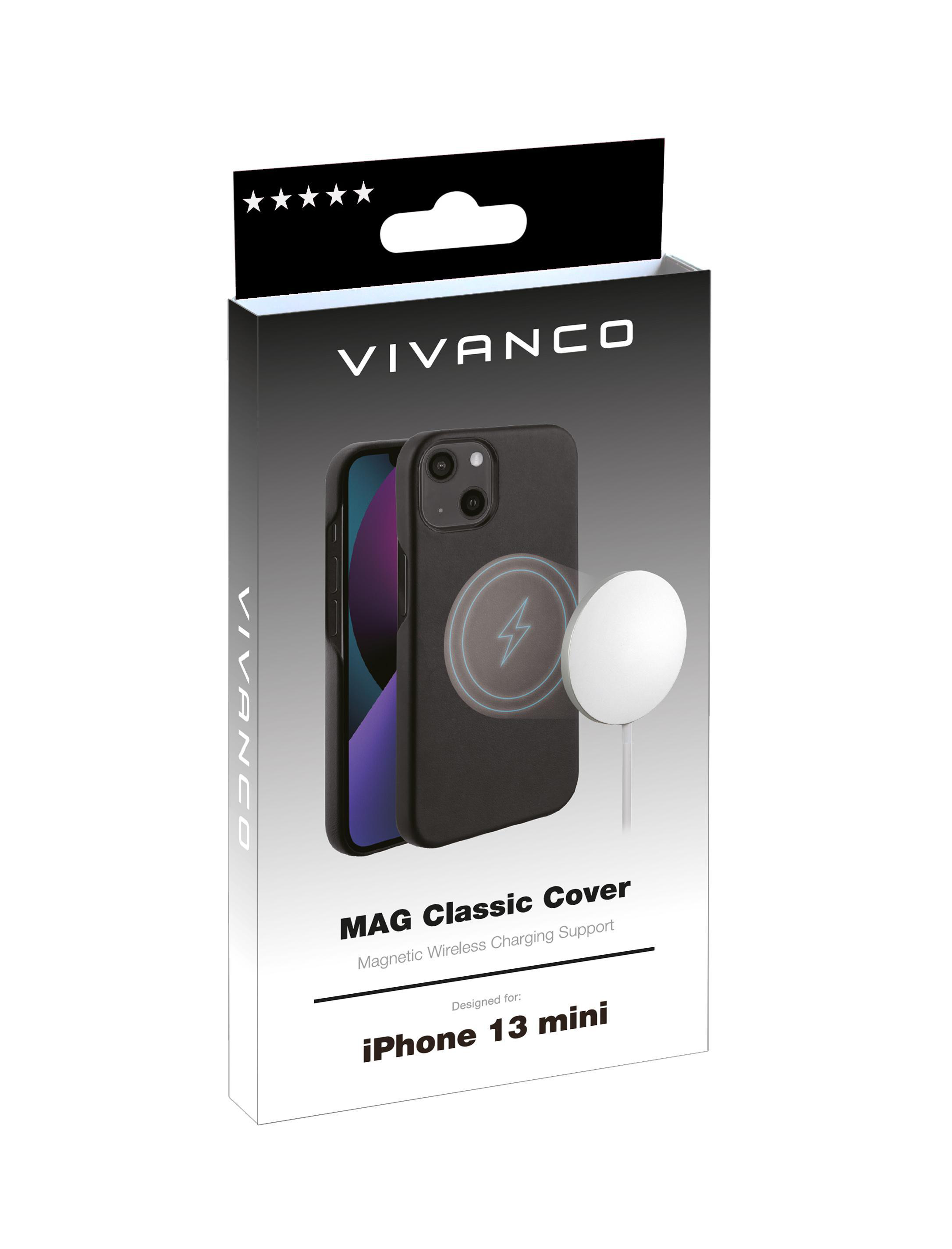 Backcover, Schwarz VIVANCO iPhone Mag Mini, 13 Apple, Classic,