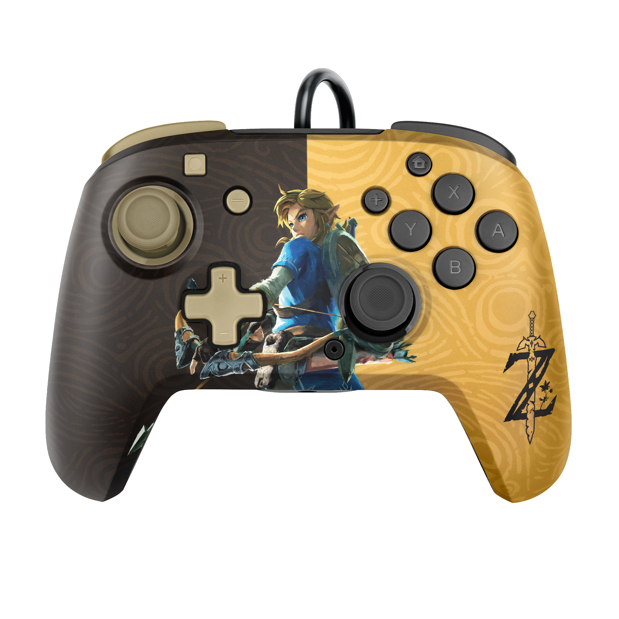 PDP LLC Faceoff Deluxe + Audio Zelda Controller Gold/Braun für Nintendo Switch