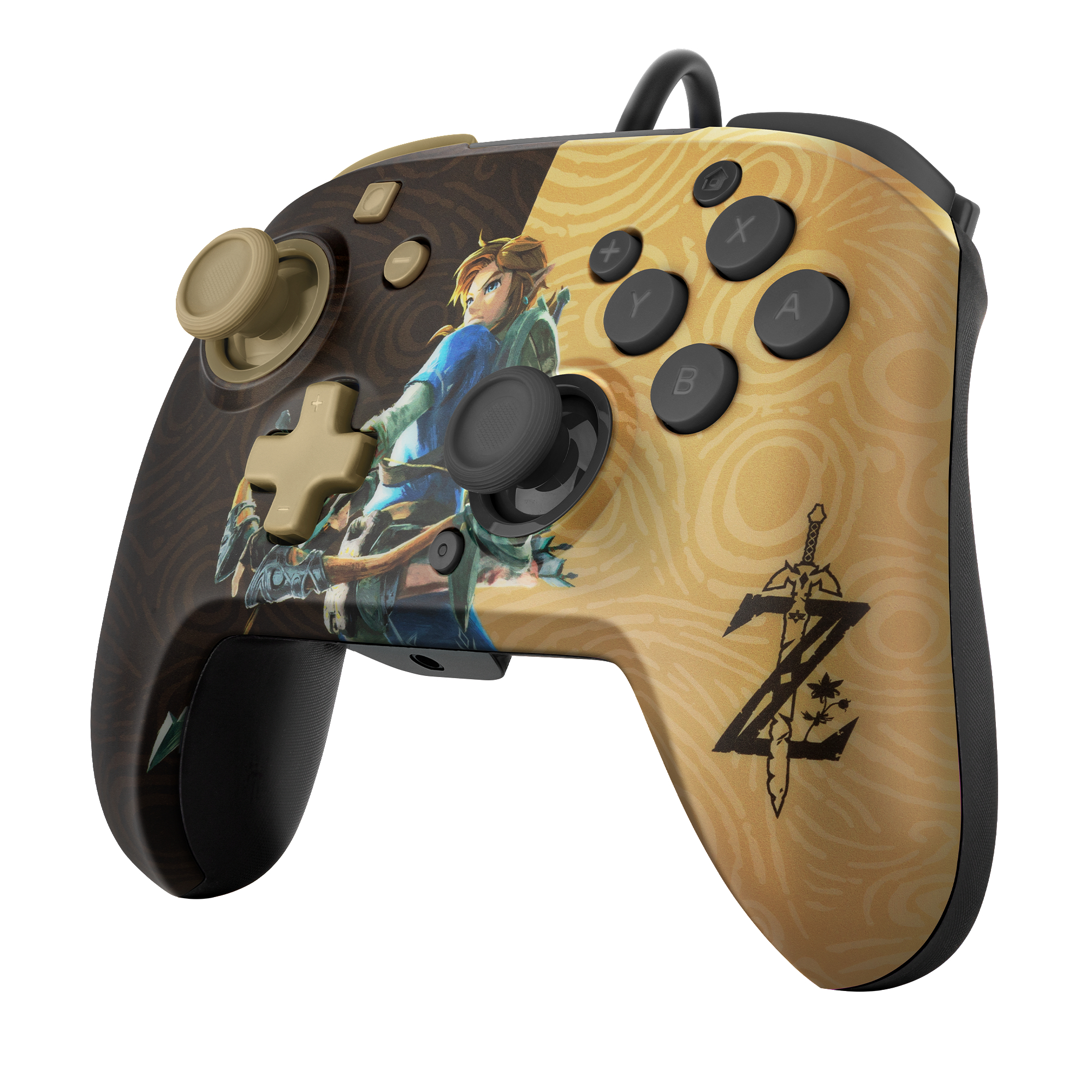 PDP LLC Faceoff Deluxe + Audio Zelda Controller Gold/Braun für Nintendo Switch