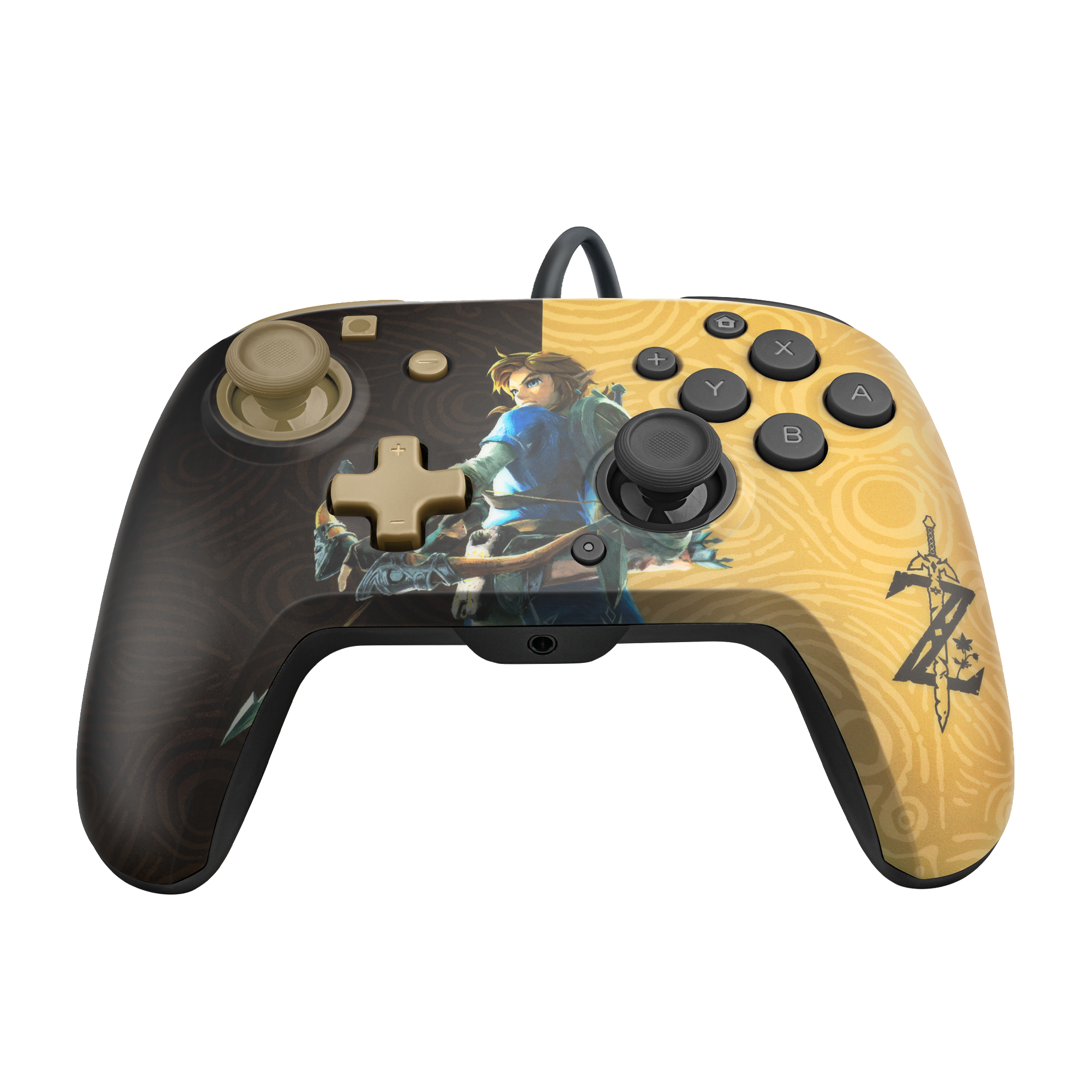 PDP LLC Faceoff Deluxe + Audio Zelda Controller Gold/Braun für Nintendo Switch