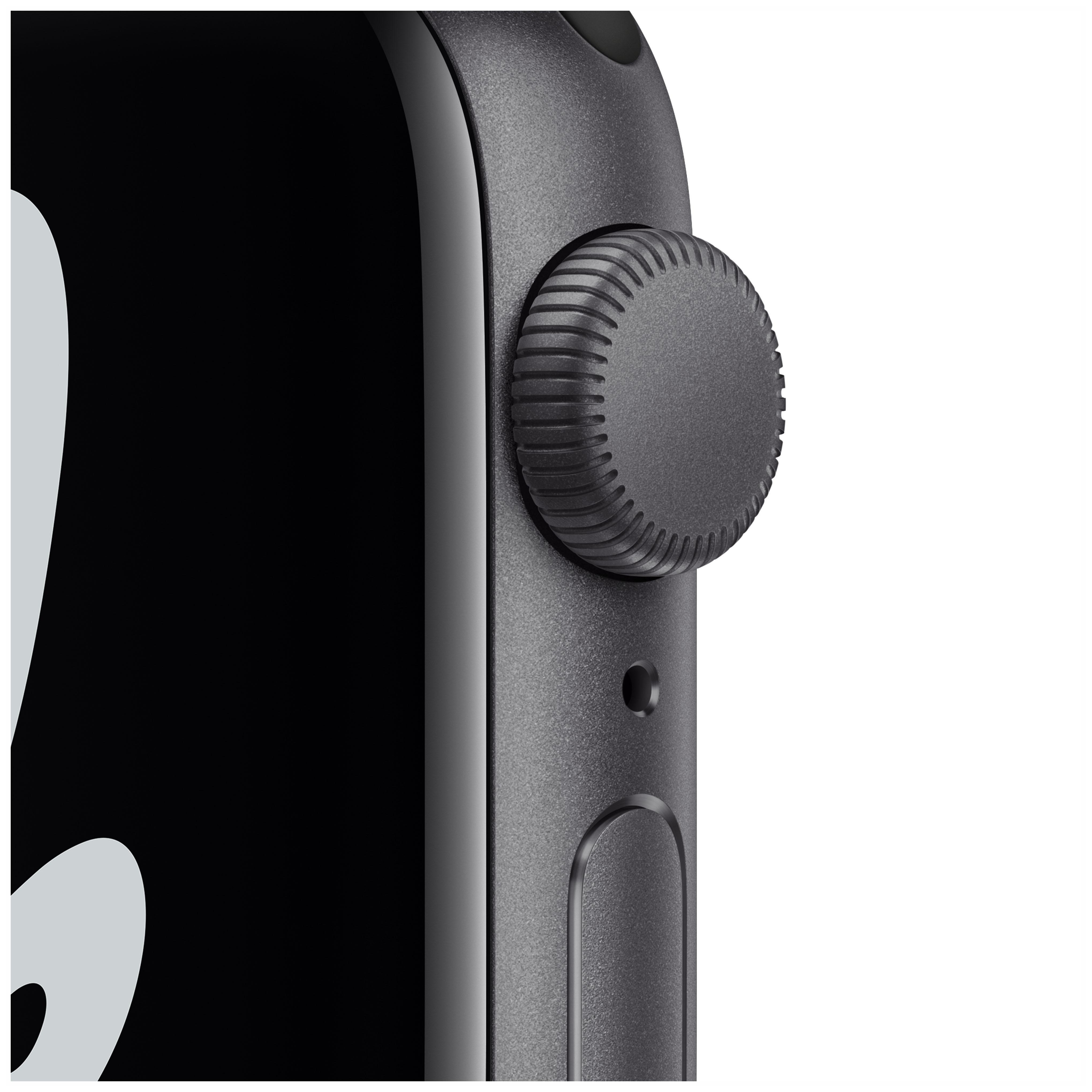 APPLE Watch Nike Smartwatch Gehäuse: 130 200 (GPS) SE Anthrazit/Schwarz, Grau - 40mm Space mm, Armband: Fluorelastomer