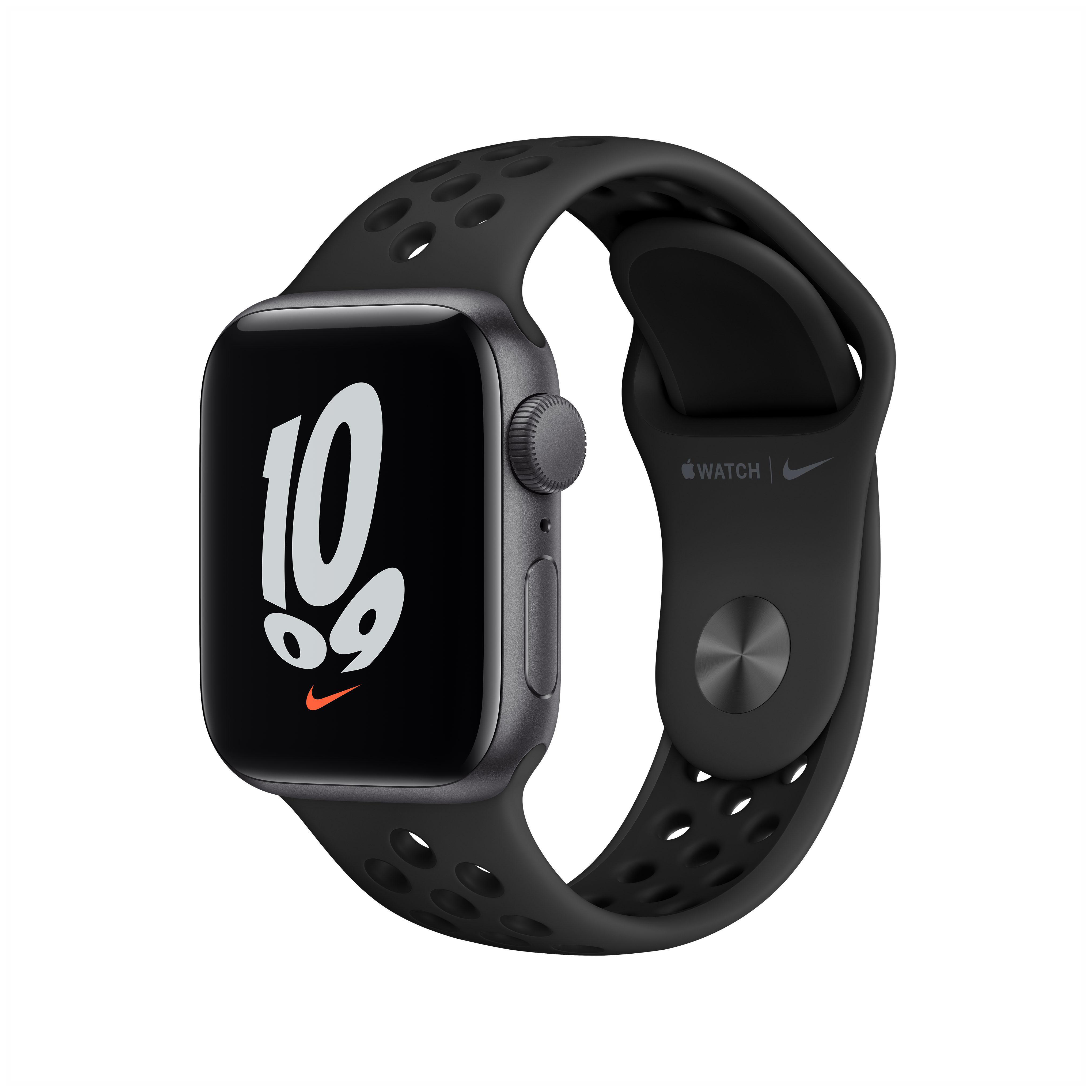 APPLE Watch Nike Smartwatch Gehäuse: 130 200 (GPS) SE Anthrazit/Schwarz, Grau - 40mm Space mm, Armband: Fluorelastomer