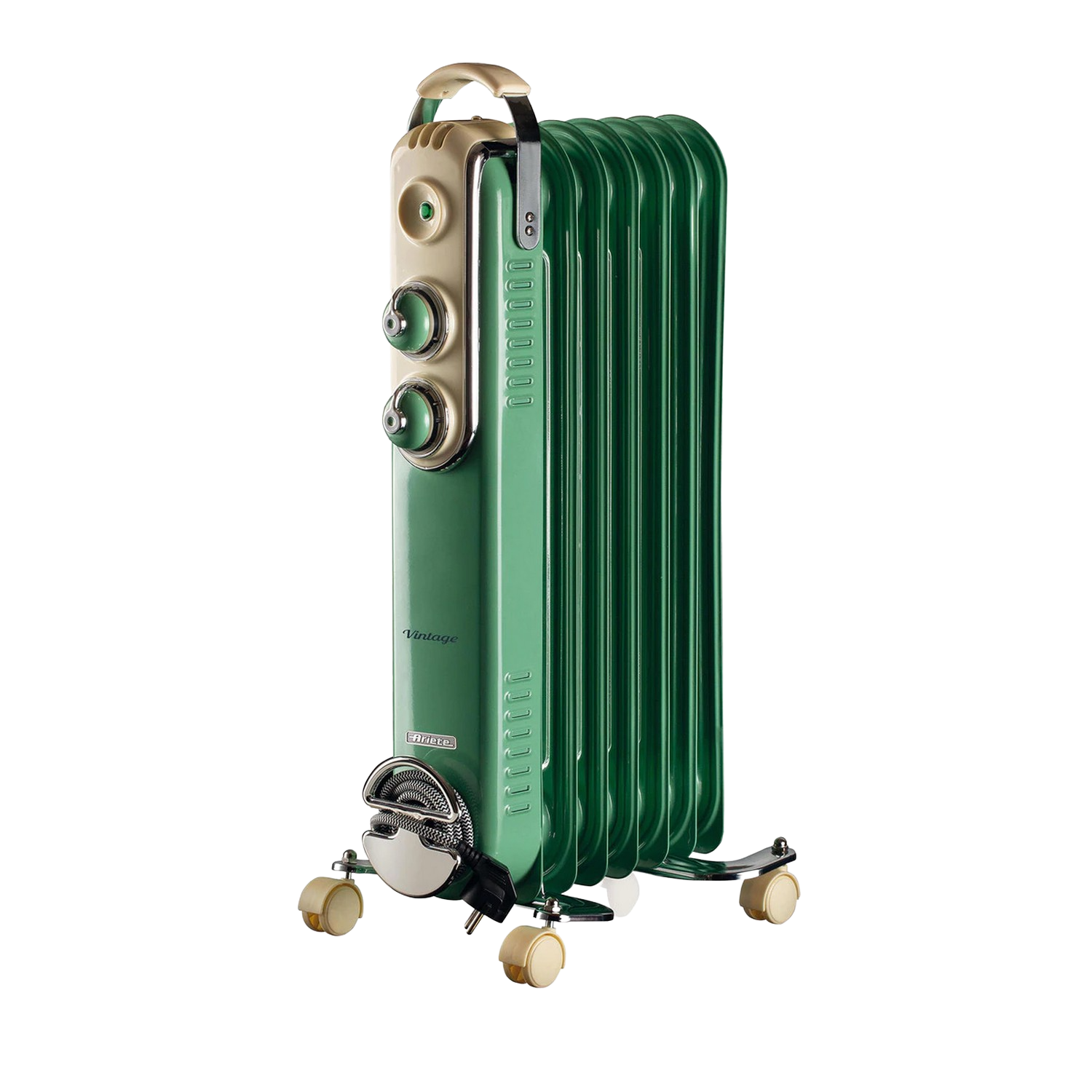 Ariete 837 Radiador de aceite vintage 7 elementos calefactores 3 niveles potencia asa para transporte 1500 w color verde ‎ 83704 1500w 00b083704ar0