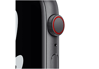 APPLE Watch SE Nike (GPS + Cellular) 44mm Smartwatch Fluorelastomer, 140 - 220 mm, Armband: Anthrazit/Schwarz, Gehäuse: Space Grau