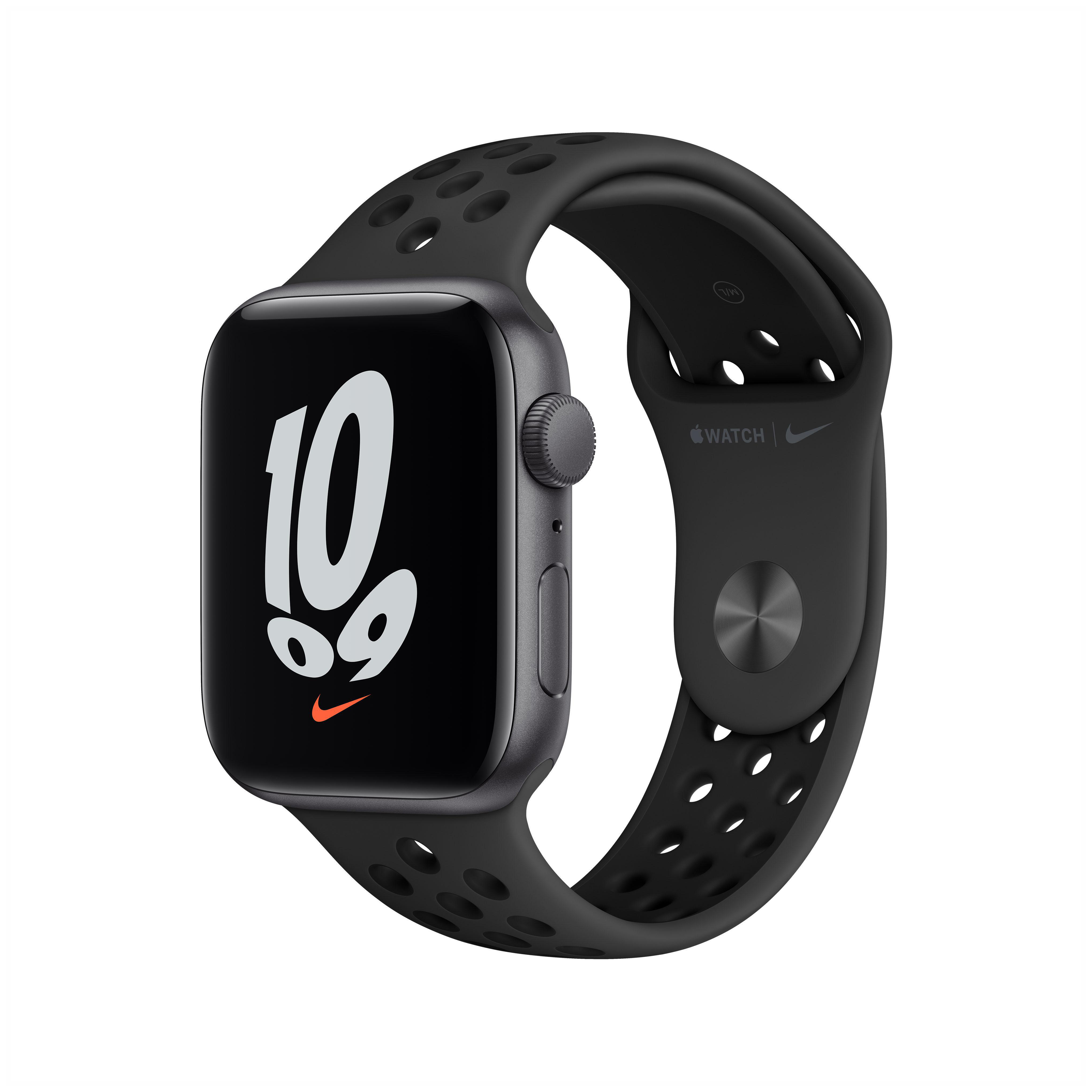 Nike Smartwatch Space (GPS) mm, Gehäuse: Anthrazit/Schwarz, APPLE Watch Grau 140 220 - Armband: SE Fluorelastomer, 44mm