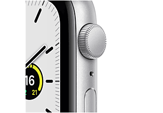 APPLE Watch SE (GPS) 44mm Smartwatch Aluminium Fluorelastomer, 140 -220 mm, Armband: Abyssblau, Gehäuse: Silber