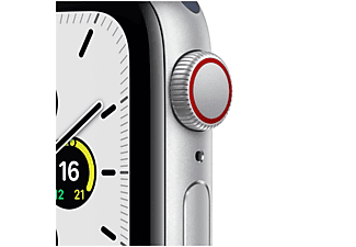 APPLE Watch SE (GPS + Cellular) 40mm Smartwatch Aluminium Nylon, 130 - 200 mm, Armband: Abyssblau/Moosgrün, Gehäuse: Silber