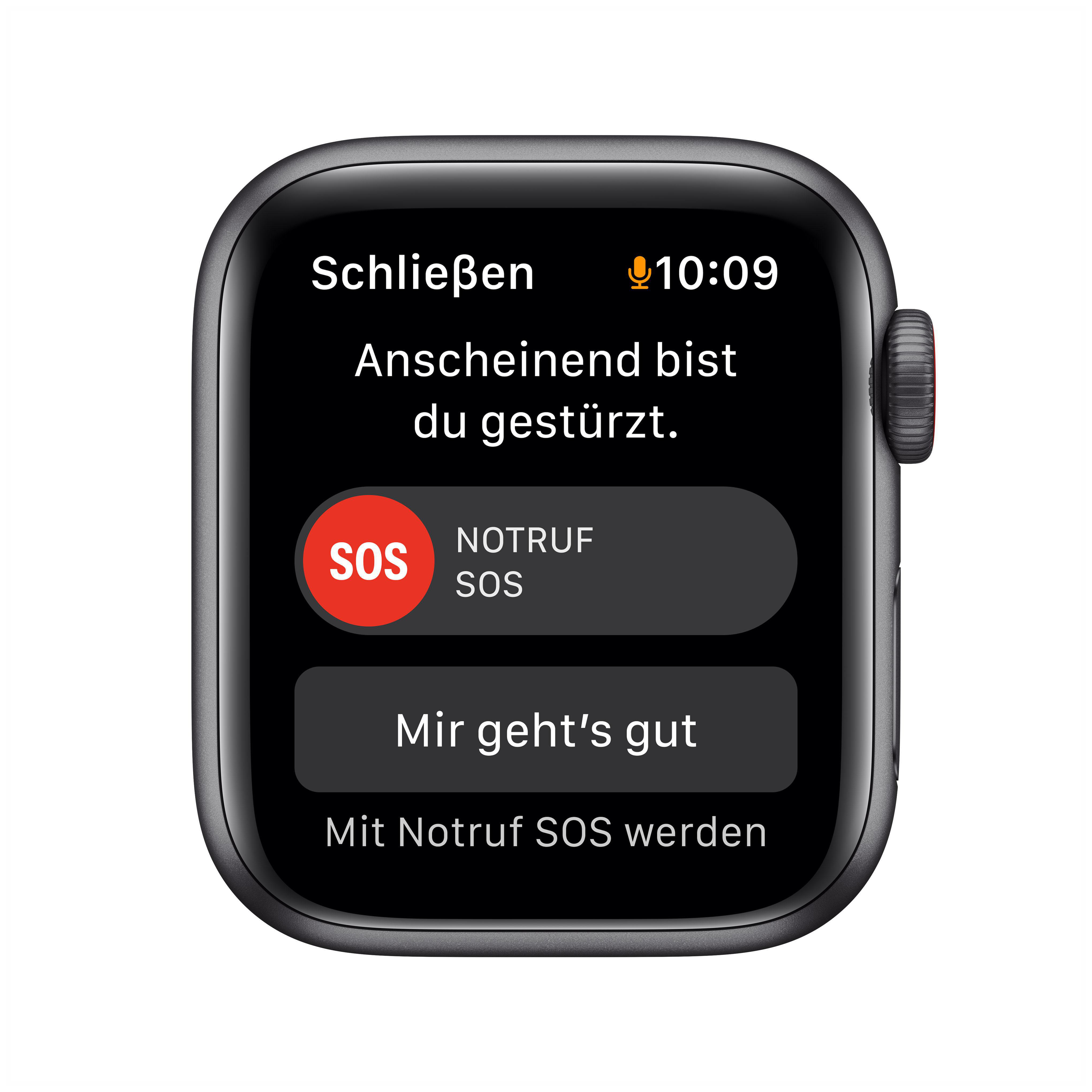 APPLE Watch SE (GPS + Cellular) 40mm Smartwatch Aluminium Fluorelastomer, 130 - 200 mm, Armband: Mitternacht, Gehäuse: Space Grau