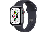 APPLE Watch SE (GPS + Cellular) 40mm Smartwatch Aluminium Fluorelastomer, 130 - 200 mm, Armband: Mitternacht, Gehäuse: Space Grau