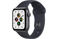 APPLE Watch SE (GPS) 40mm Smartwatch Aluminium Fluorelastomer, 130 - 200 mm, Armband: Mitternacht, Gehäuse: Space Grau