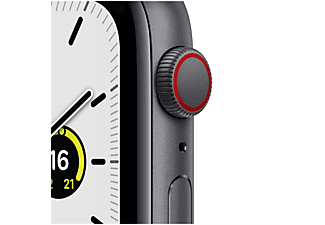 APPLE Watch SE (GPS + Cellular) 44mm Smartwatch Aluminium Fluorelastomer, 140 - 220 mm, Armband: Mitternacht, Gehäuse: Space Grau