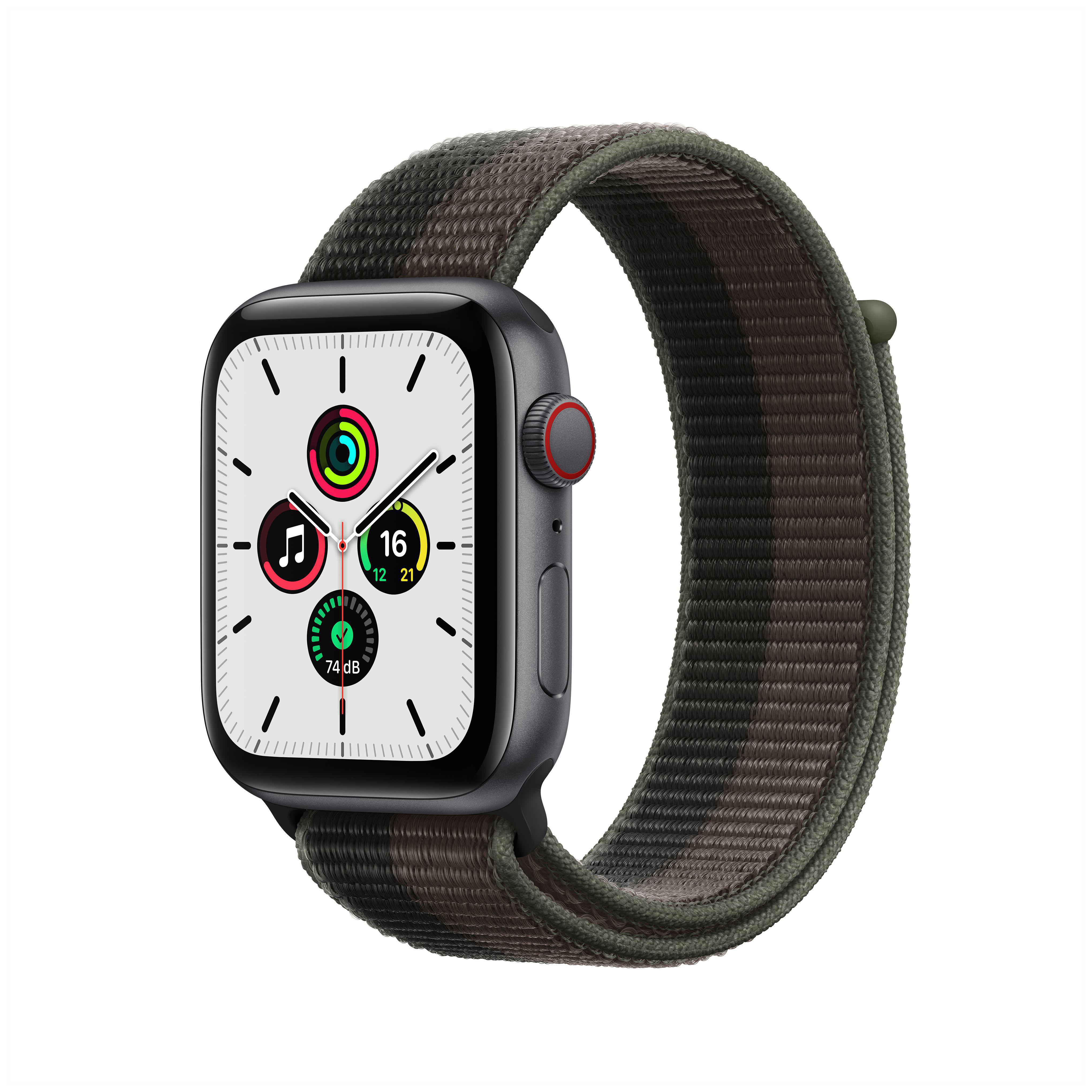 APPLE Watch Nylon, - (GPS mm, 220 Gehäuse: SE Aluminium Armband: Cellular) + Tornado/Grau, Space 140 Grau Smartwatch 44mm