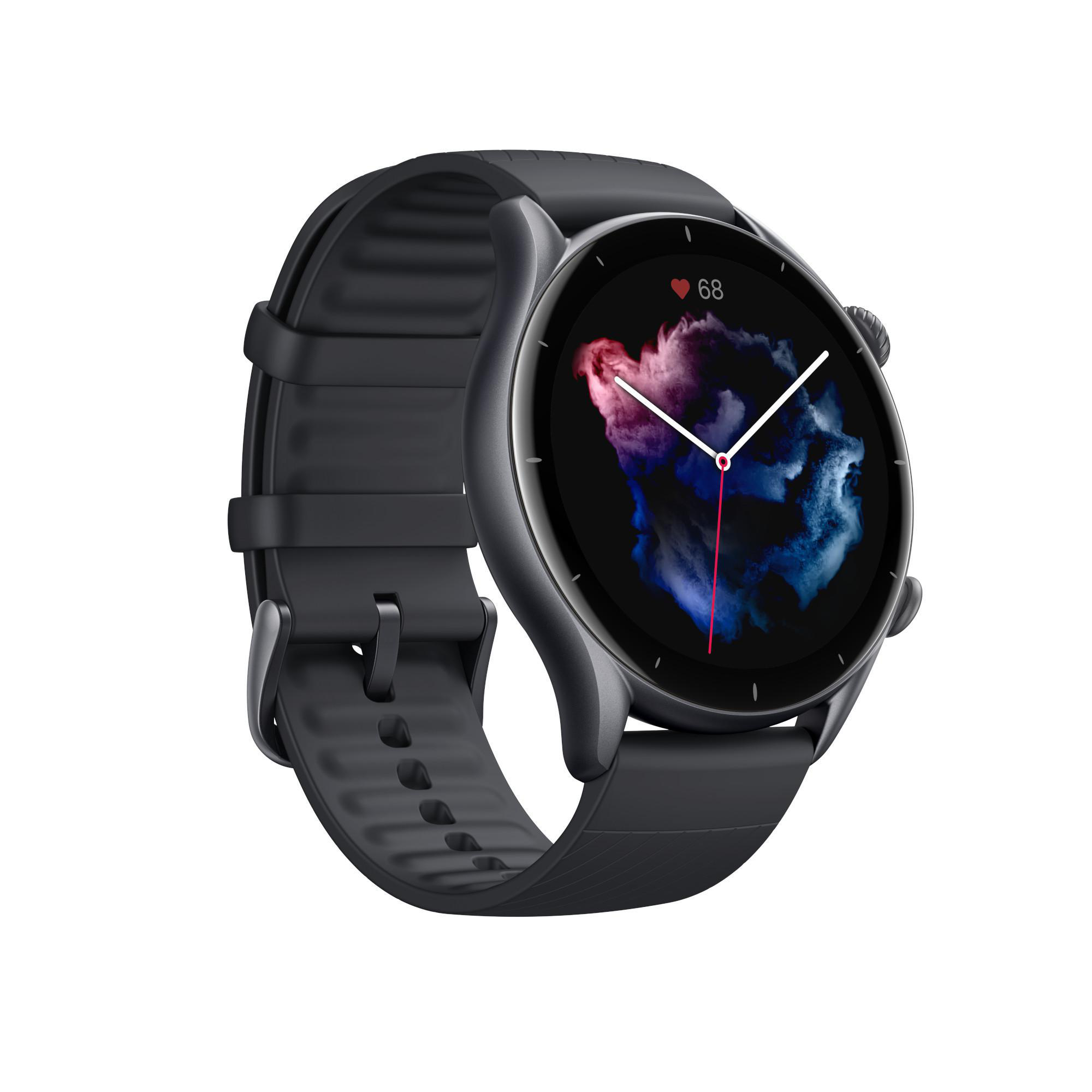 AMAZFIT GTR 3 Smartwatch Aluminium Fluoroelastomer, 76 mm + 118 mm, Thunder Black