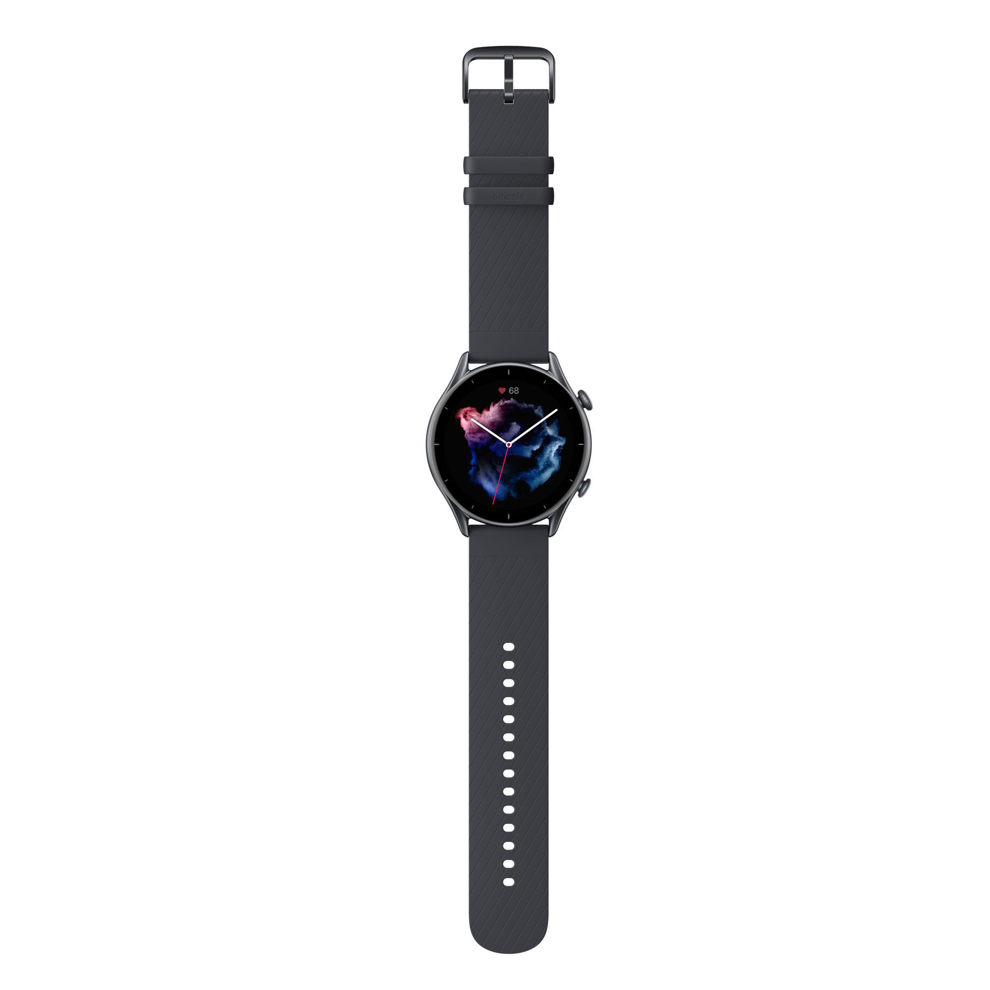 AMAZFIT GTR 3 Smartwatch Aluminium Fluoroelastomer, 76 mm + 118 mm, Thunder Black