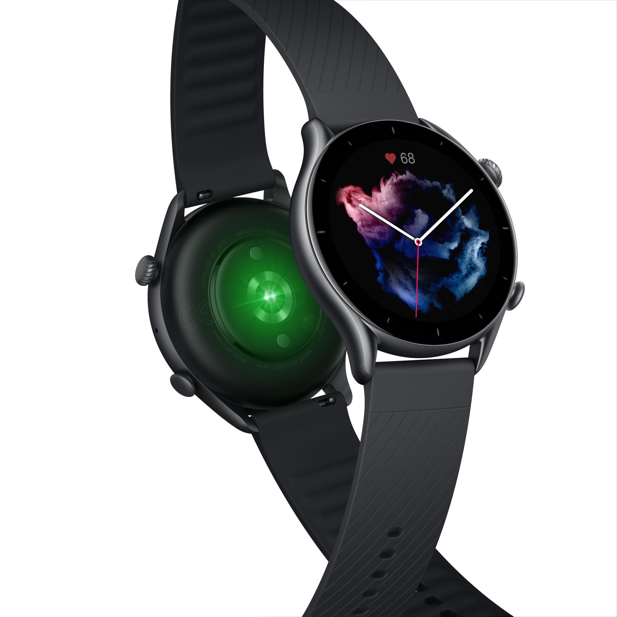 AMAZFIT GTR 3 Smartwatch Aluminium Fluoroelastomer, 76 mm + 118 mm, Thunder Black