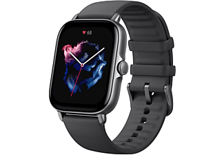 AMAZFIT GTS 3 Smartwatch Aluminium, Kunststoff Fluoroelastomer, 88 mm + 119 mm, Graphite Black