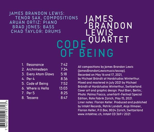 James Brandon Lewis Quartet - Code Of Being  - (CD)