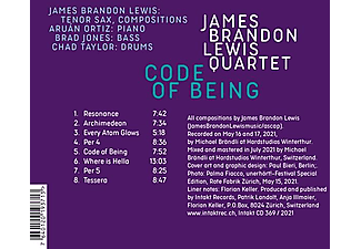 James Brandon Lewis Quartet - CODE OF BEING  - (CD)